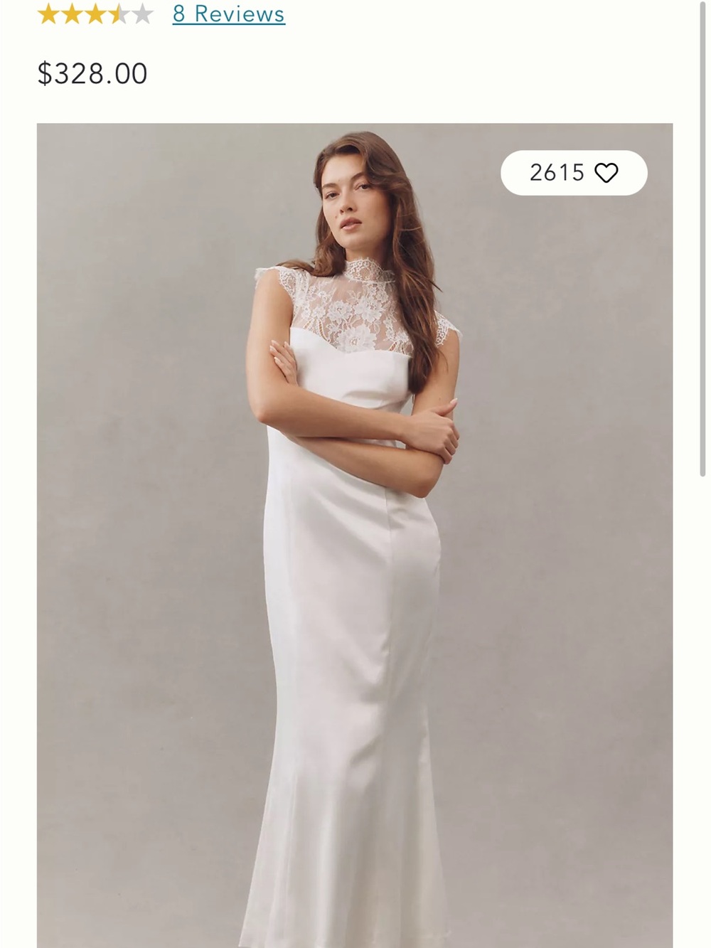 NWT Anthropologie White Lace BHLDN Cap-Sleeve Lace Stretch Satin Maxi Dress